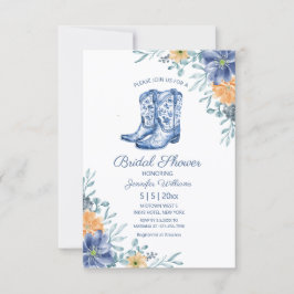 Convite chuva de noiva botas de vaqueira flores ocidental