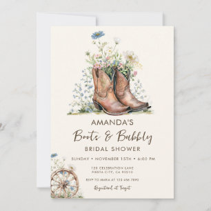 Convite Chuva de Noiva Botas e Bolhas Flor Silvestre Azul