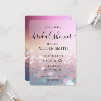 Convite Chuva de Noiva Brilho Rosa Personalizada