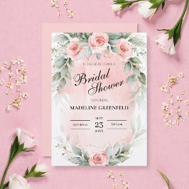 Convite Chuva de Noiva Casamento Flores Rosa Aquarela