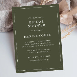 Convite Chuva de Noiva Clássica em Poeira Verde Elegante c
