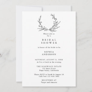 Convite Chuva de Noiva com Arte de Linha Floral Minimalist