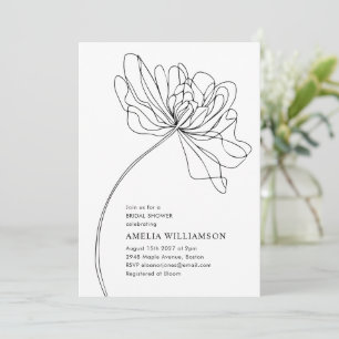 Convite Chuva de Noiva com Desenho Minimalista de Flor Pre