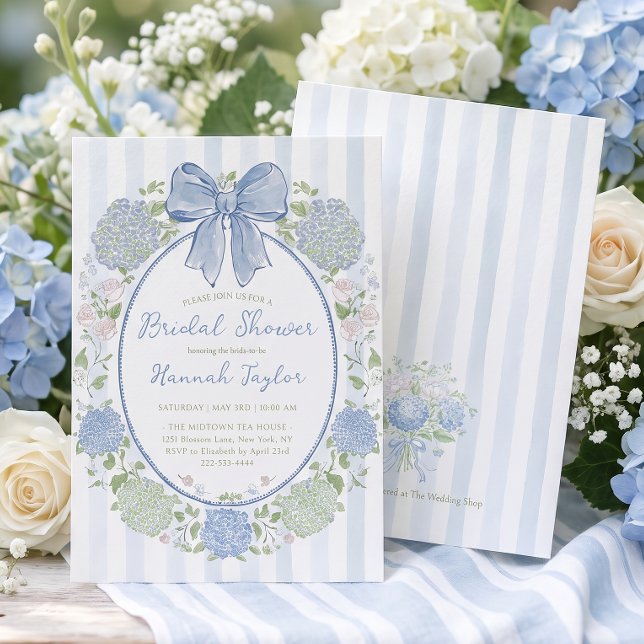 Convite Chuva de Noiva com Flor de Hortênsia Azul (Criador carregado)