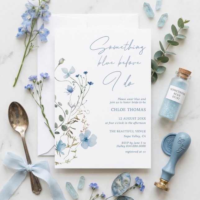 Convite Chuva de Noiva com Flor Silvestre Azul (Criador carregado)