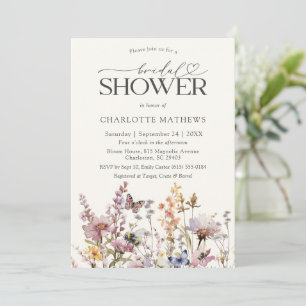 Convite Chuva de Noiva com Flor Silvestre Marfim em Aquare