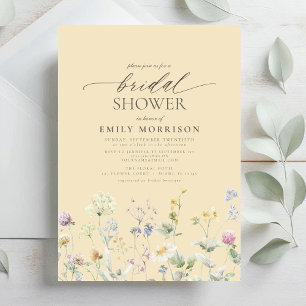 Convite Chuva de Noiva com Flores de Jardim Elegantes em A