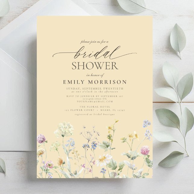 Convite Chuva de Noiva com Flores de Jardim Elegantes em A (Criador carregado)