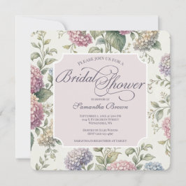 Convite Chuva de Noiva com Flores Delicadas de Hortênsia