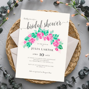 Convite Chuva de Noiva com Flores Rosa Verde Rosa Jardim