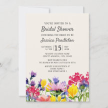 Chuva de Noiva com Flores Silvestres em Aquarela R