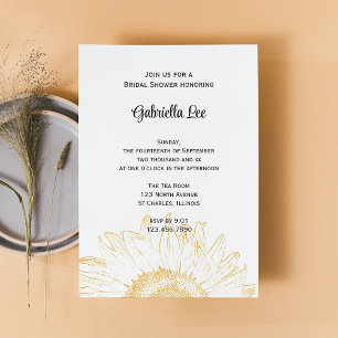 Convite Chuva de Noiva com Gráfico de Girassol Amarelo