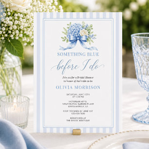 Convite Chuva de Noiva com Listra Floral de Hortênsia Azul