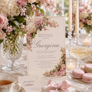 Convite Chuva de Noiva com Monograma Floral de Hortênsia M
