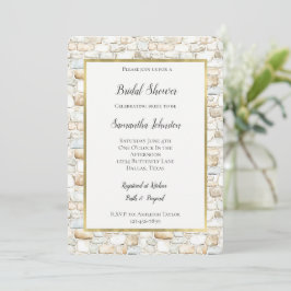 Convite Chuva de Noiva com Pedras Falsas Branco Creme Cinz