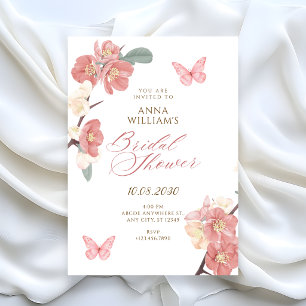 Convite chuva de noiva com ramo floral