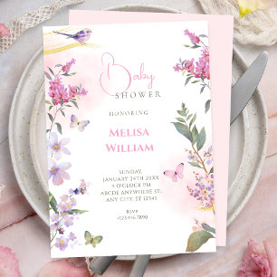 Convite Chuva de noiva com ramo floral
