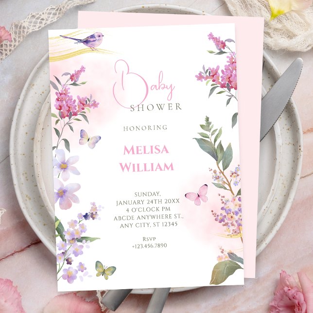 Convite Chuva de noiva com ramo floral (Criador carregado)