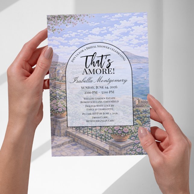 Convite Chuva de Noiva com Tema Italiano de Nápoles (Naples Italian Themed Bridal Shower Invitations
)