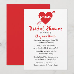 Convite Chuva de Noiva Coração Vermelho Casamento Moderno
