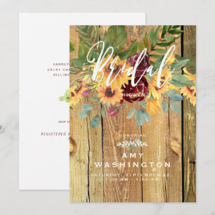 Convite Chuva de Noiva Dançando Girassóis Rústicos