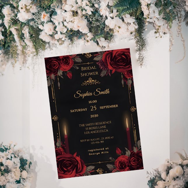 Convite Chuva de Noiva Dark Romance Elegant Gothic Roses (Criador carregado)