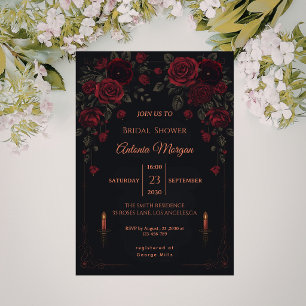 Convite Chuva de Noiva Dark Romance Vitoriana Elegante Ros