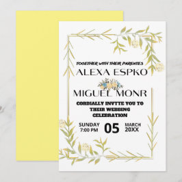 Convite Chuva de noiva de abelha flores amarelas festa