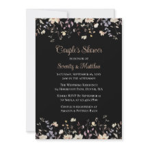 Chuva de Noiva de Casais Preto Floral Elegante Boh