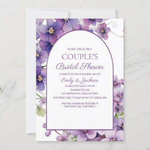 Convite Chuva de Noiva de Casal Floral Roxa de Primavera