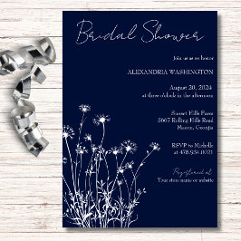 Convite Chuva de Noiva de Flor Silvestre Azul e Branco Mod