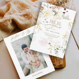 Convite Chuva de Noiva de Flores de Jardim Boho Floral
