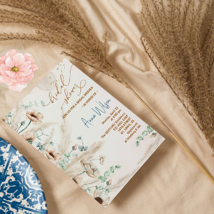 Convite Chuva de noiva de grama de pampas Boho Flor silves