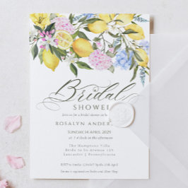 Convite Chuva de Noiva de Limão Floral Citrino Elegante