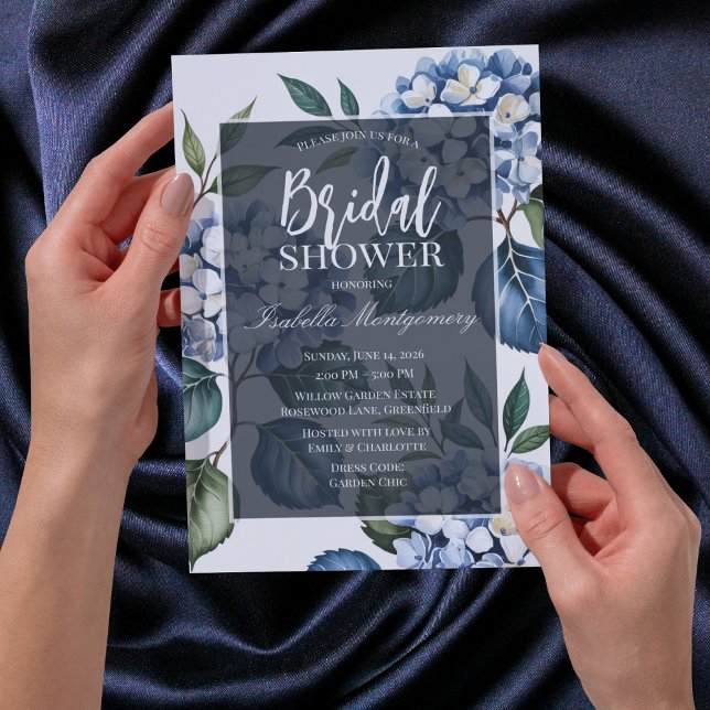 Convite Chuva de Noiva de Luxo em Azul Suave (Luxury Soft Blue Hydrangea Bridal Shower Invitations
)