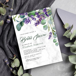 Convite Chuva de Noiva de Mármore Branco com Lavanda e Euc