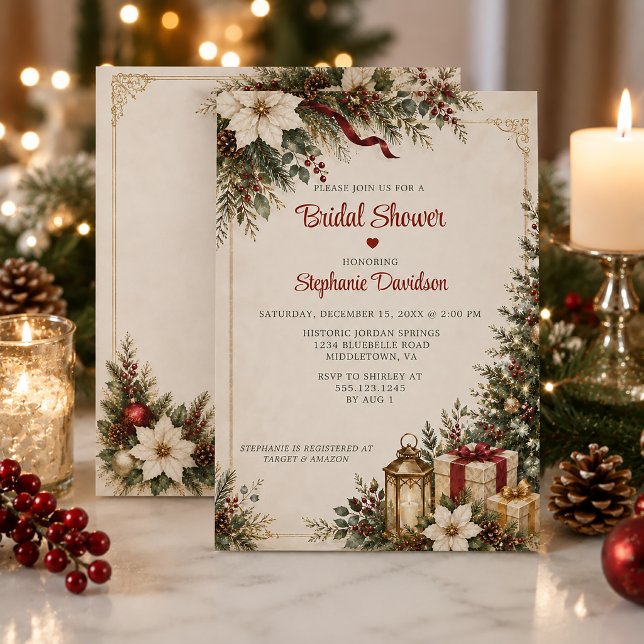 Convite Chuva de Noiva de Natal com Tema Elegante | (Criador carregado)