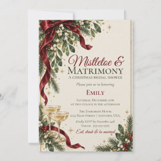 Convite Chuva de Noiva de Natal Mistletoe & Matrimony