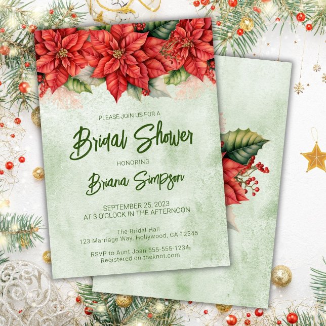 Convite Chuva de Noiva de Poinsettia de Natal (Criador carregado)