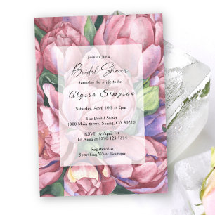 Convite Chuva de Noiva de rosas Peônia Vintage