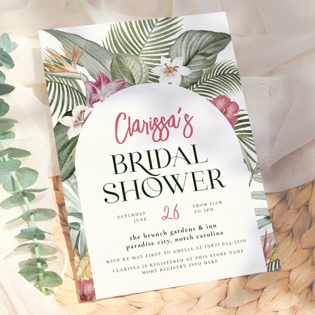 Convite Chuva de Noiva de Verão com Arco Floral Tropical (Criador carregado)