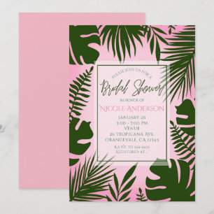 Convite Chuva de Noiva de Verão com Folhas Tropicais Cor-d