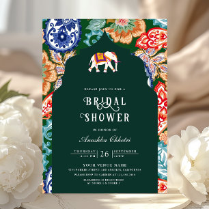 Convite Chuva de Noiva Elefante Arte Popular Indiana Esmer