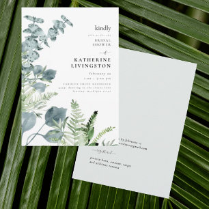 Convite Chuva de Noiva Elegância Folhagem Sage Clara