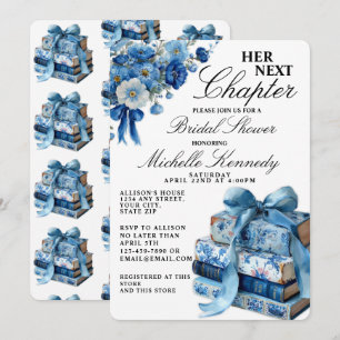 Convite Chuva de Noiva Elegante Azul Seu Próximo Capítulo
