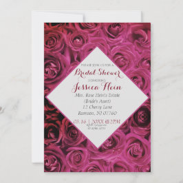 Convite Chuva de Noiva Elegante com Diamantes e Rosas Rosa