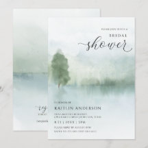 Chuva de Noiva Elegante com Lago e Árvores em Aqua