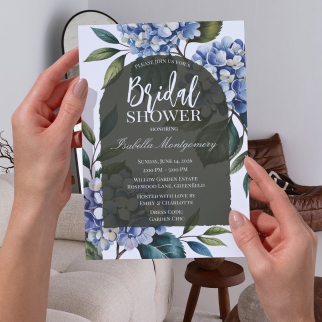 Convite Chuva de Noiva Elegante de Hidrangea Azul Suave (Elegant Soft Blue Hydrangea Bridal Shower Invitations
)
