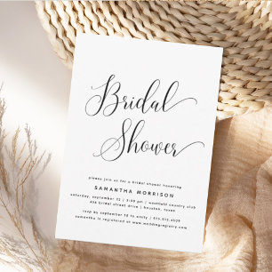 Convite Chuva de Noiva Elegante e Moderno Preto e Branco