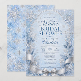 Convite Chuva de Noiva Elegante Floco de Neve de Inverno